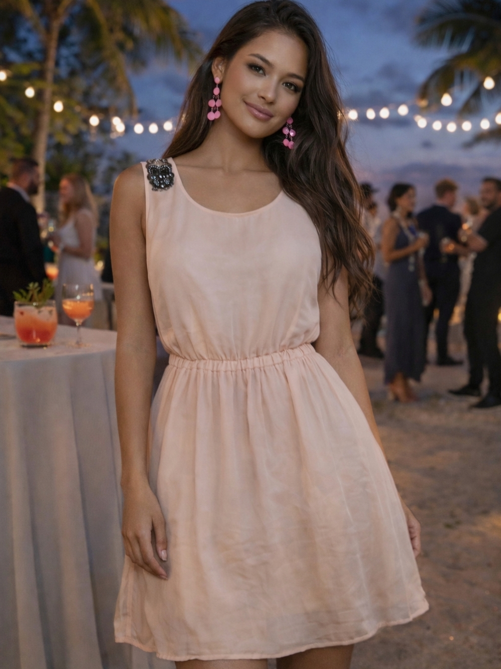 Zara Trafaluc Embellished Light Pink Dress